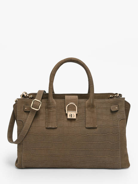 Satchel M Equestre Croco Leather Etrier Beige equestre croco EEQC142M